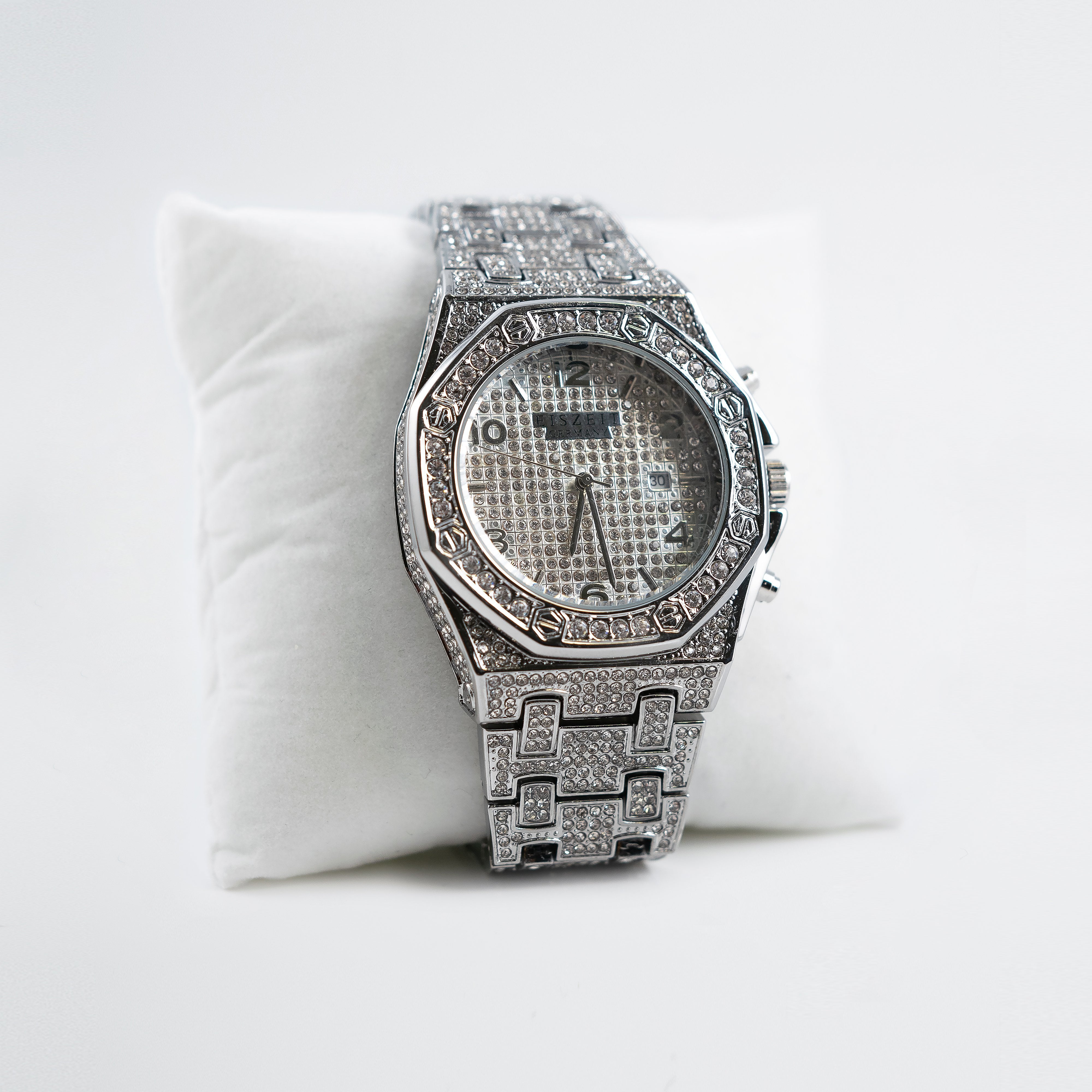 Iced out store fossil watch