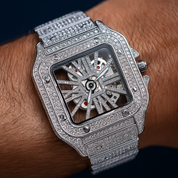 EISZEIT 45MM FULL ICED OUT WATCH SQUARE SKELETON
