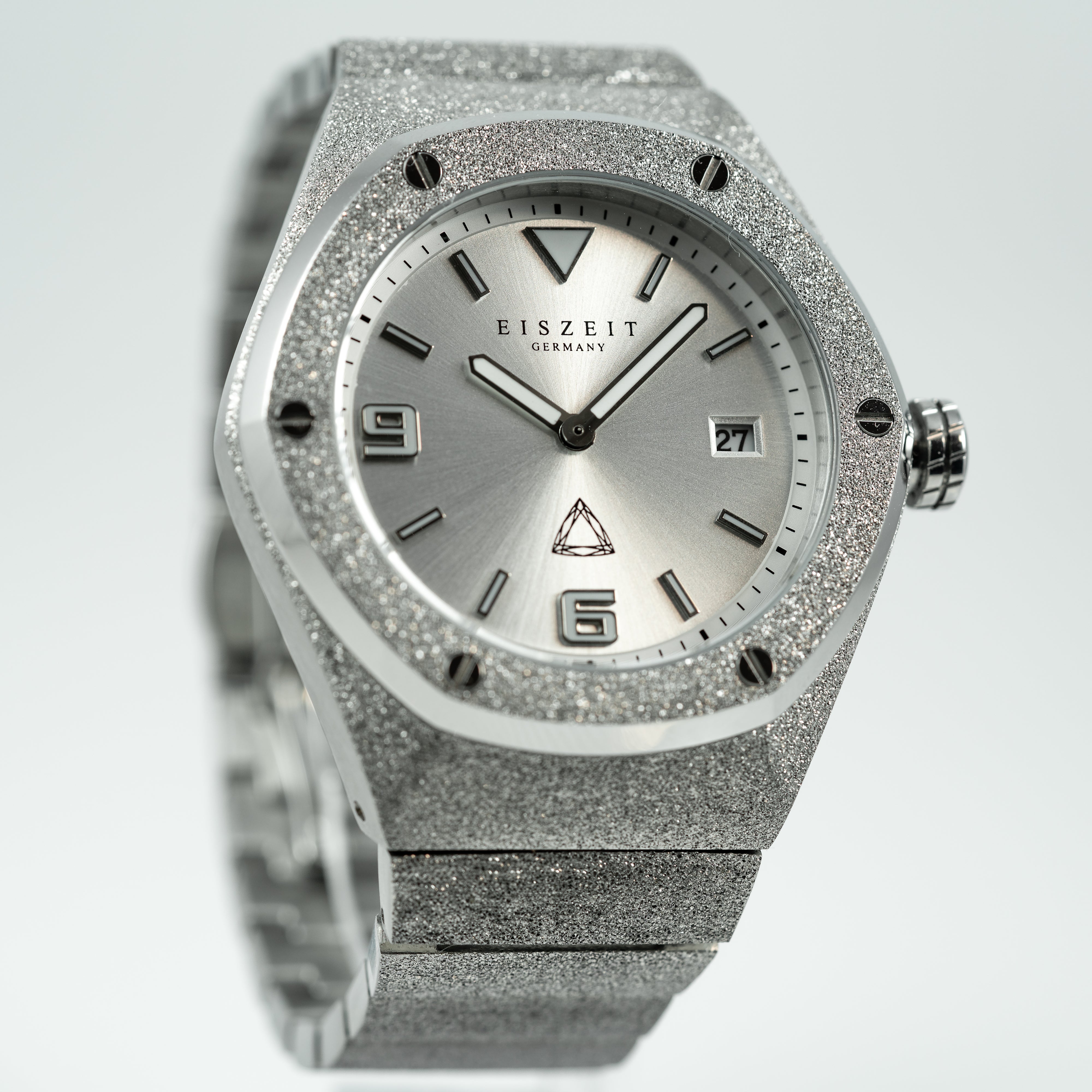 Iced hot sale silver watch